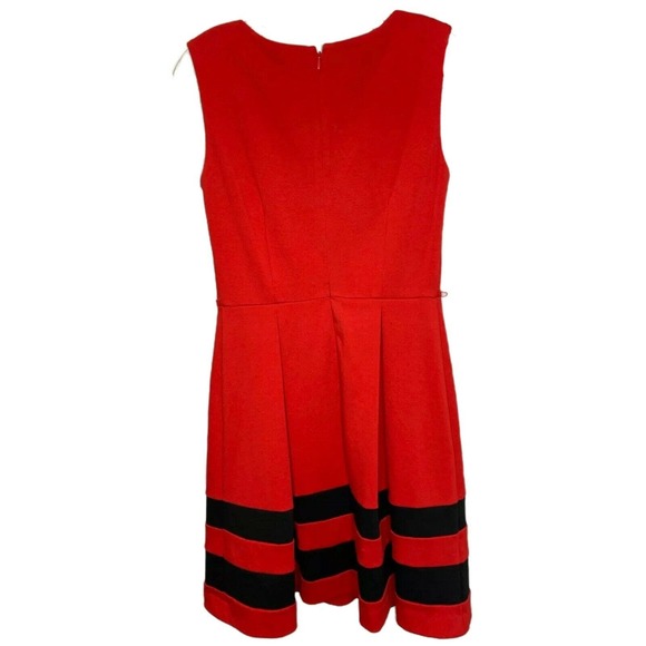 Calvin Klein Women's Dress Red‎ Black Pleated Midi Career Sleeveless Size 4 - Picture 3 of 8